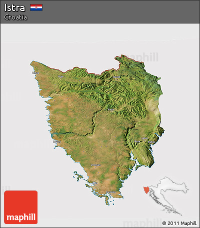 Satellite 3D Map of Istra, cropped outside