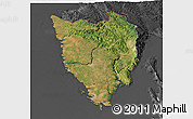 Satellite 3D Map of Istra, darken, desaturated