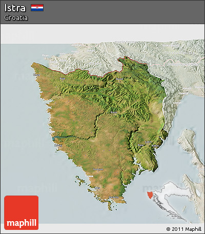 Satellite 3D Map of Istra, lighten
