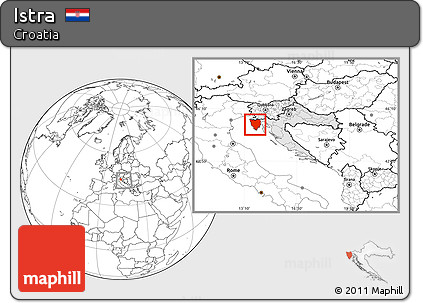 Blank Location Map of Istra, highlighted country, within the entire country