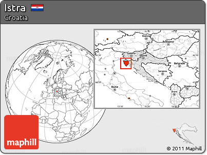 Blank Location Map of Istra, highlighted country, within the entire country