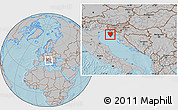 Gray Location Map of Istra, within the entire country, hill shading