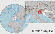 Gray Location Map of Istra, highlighted country, hill shading