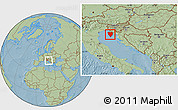 Savanna Style Location Map of Istra, within the entire country, hill shading