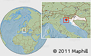 Savanna Style Location Map of Istra, highlighted country, hill shading