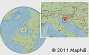 Savanna Style Location Map of Istra, hill shading