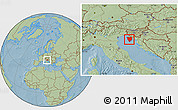 Savanna Style Location Map of Istra, hill shading