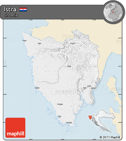 Classic Style Map of Istra, single color outside