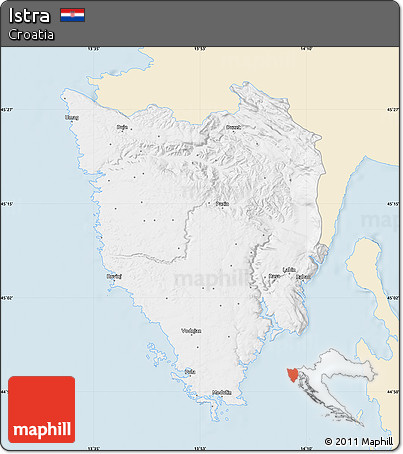 Classic Style Map of Istra, single color outside