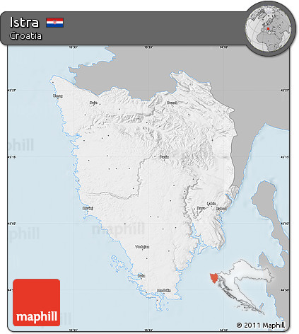 Gray Map of Istra, single color outside