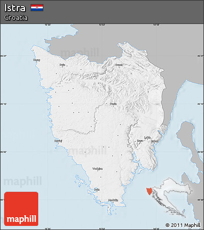 Gray Map of Istra, single color outside