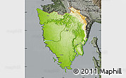 Physical Map of Istra, darken, semi-desaturated