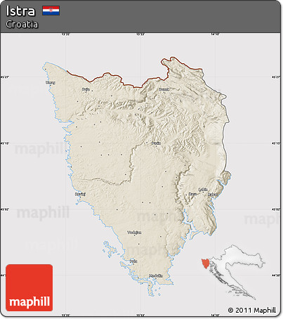 Shaded Relief Map of Istra, cropped outside