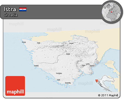 Classic Style Panoramic Map of Istra, single color outside
