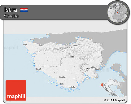 Gray Panoramic Map of Istra, single color outside