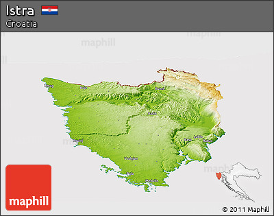 Physical Panoramic Map of Istra, cropped outside