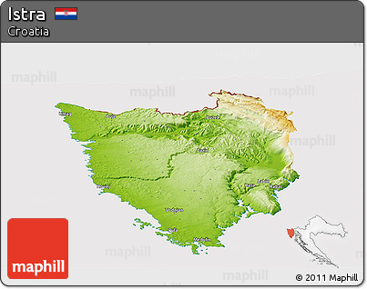 Physical Panoramic Map of Istra, cropped outside