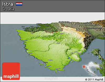 Physical Panoramic Map of Istra, darken