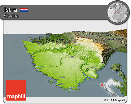 Physical Panoramic Map of Istra, darken
