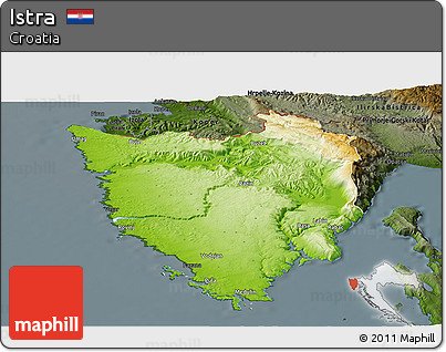 Physical Panoramic Map of Istra, darken