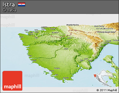 Physical Panoramic Map of Istra