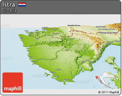 Physical Panoramic Map of Istra