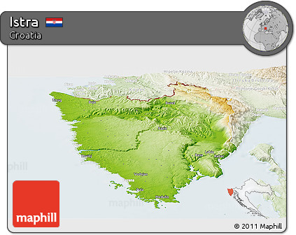 Physical Panoramic Map of Istra, lighten