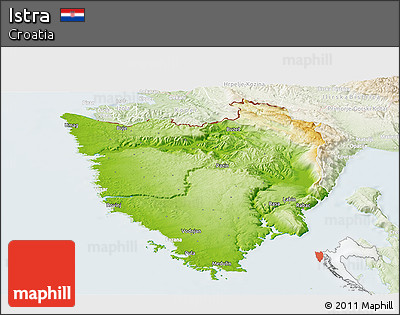 Physical Panoramic Map of Istra, lighten
