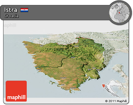 Satellite Panoramic Map of Istra, lighten