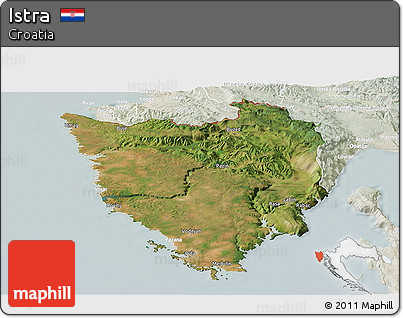Satellite Panoramic Map of Istra, lighten