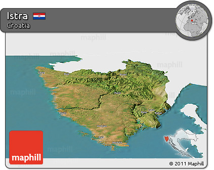 Satellite Panoramic Map of Istra, single color outside