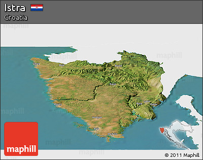 Satellite Panoramic Map of Istra, single color outside