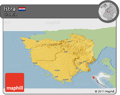 Savanna Style Panoramic Map of Istra, single color outside