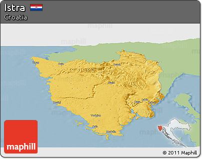 Savanna Style Panoramic Map of Istra, single color outside