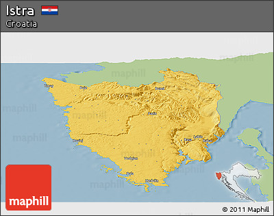 Savanna Style Panoramic Map of Istra, single color outside