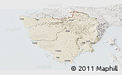 Shaded Relief Panoramic Map of Istra, lighten, semi-desaturated