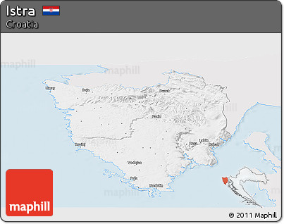 Silver Style Panoramic Map of Istra, single color outside