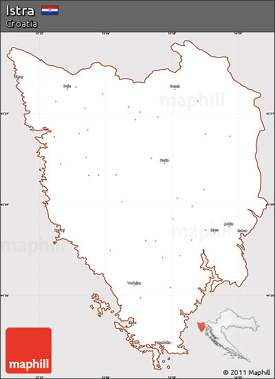 Classic Style Simple Map of Istra, cropped outside