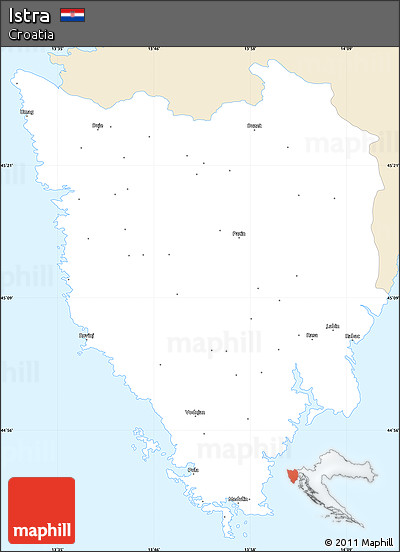 Classic Style Simple Map of Istra, single color outside