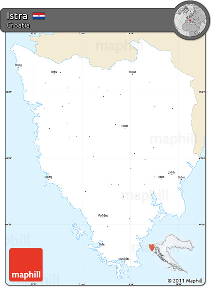 Classic Style Simple Map of Istra, single color outside
