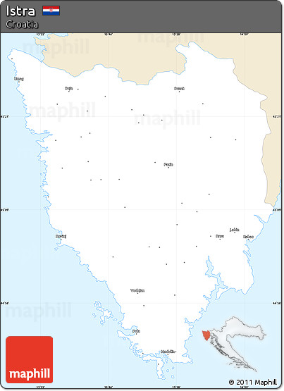 Classic Style Simple Map of Istra, single color outside