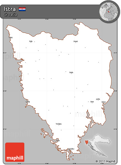 Gray Simple Map of Istra, cropped outside