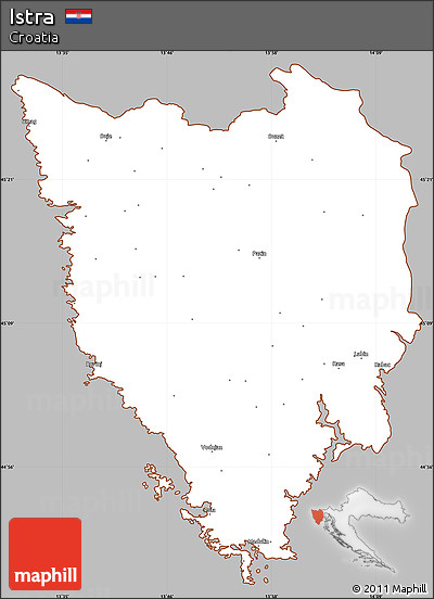 Gray Simple Map of Istra, cropped outside