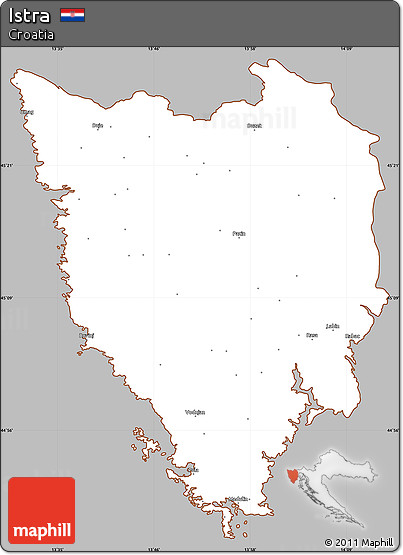 Gray Simple Map of Istra, cropped outside