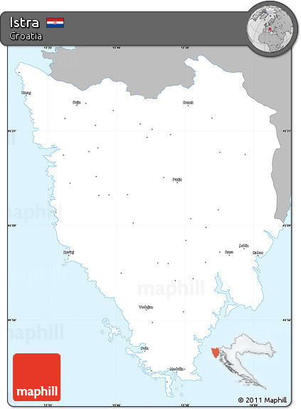 Gray Simple Map of Istra, single color outside