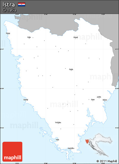 Gray Simple Map of Istra, single color outside