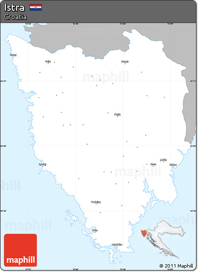 Gray Simple Map of Istra, single color outside