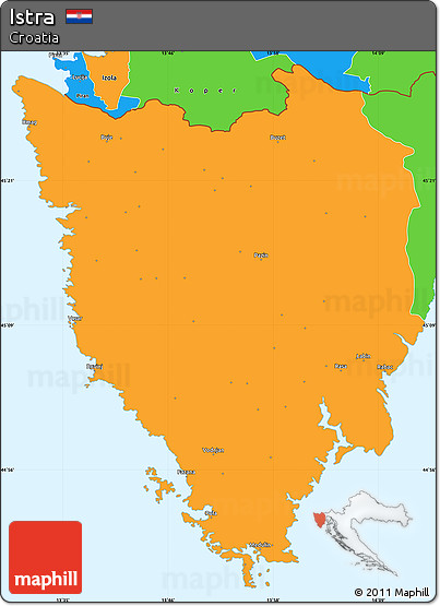 Political Simple Map of Istra