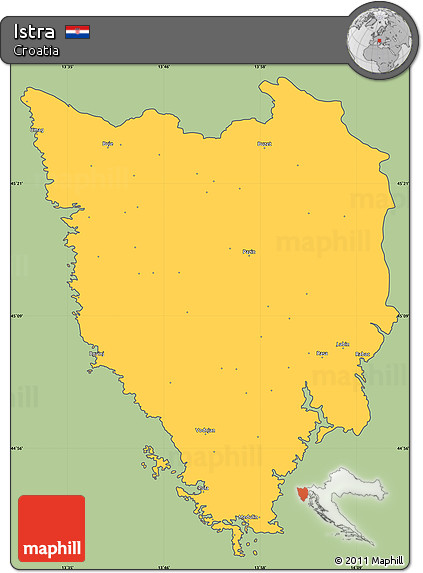 Savanna Style Simple Map of Istra, cropped outside