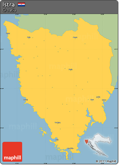 Savanna Style Simple Map of Istra, single color outside